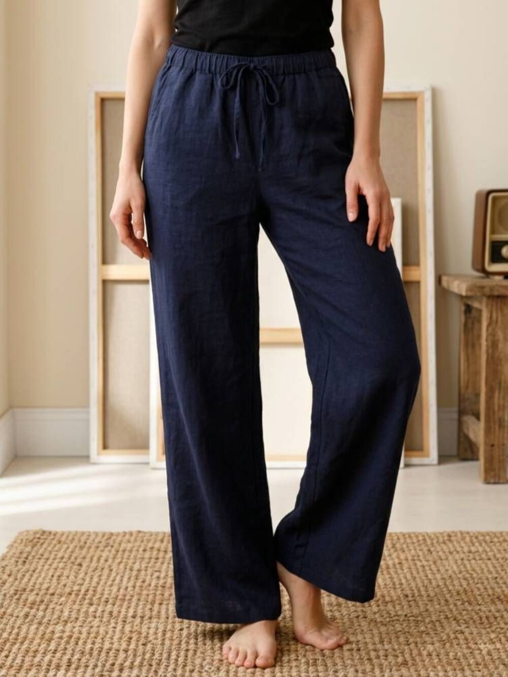 ☔️🔺️NWT Black Linen Wide Leg Pants XSmall